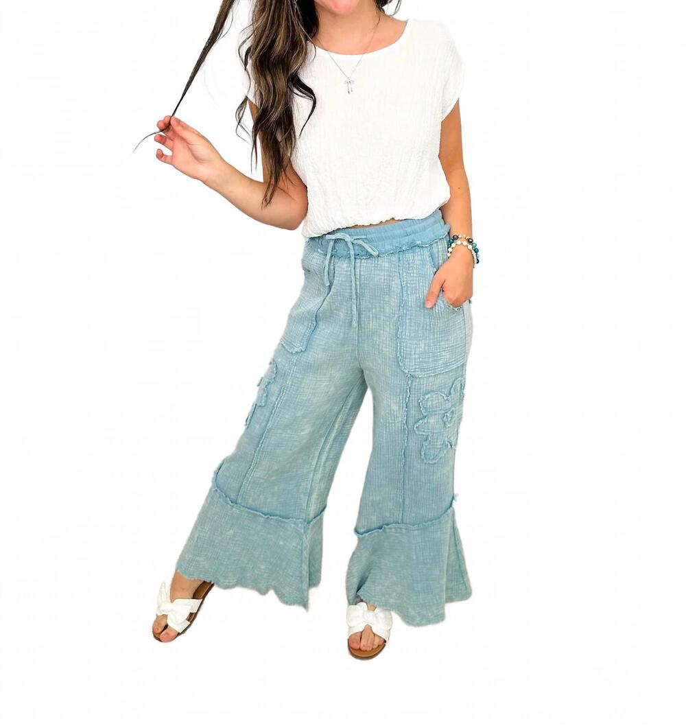 NEW SAGE+FIG whole lotta sass cotton high-rise wide leg jeans in blue